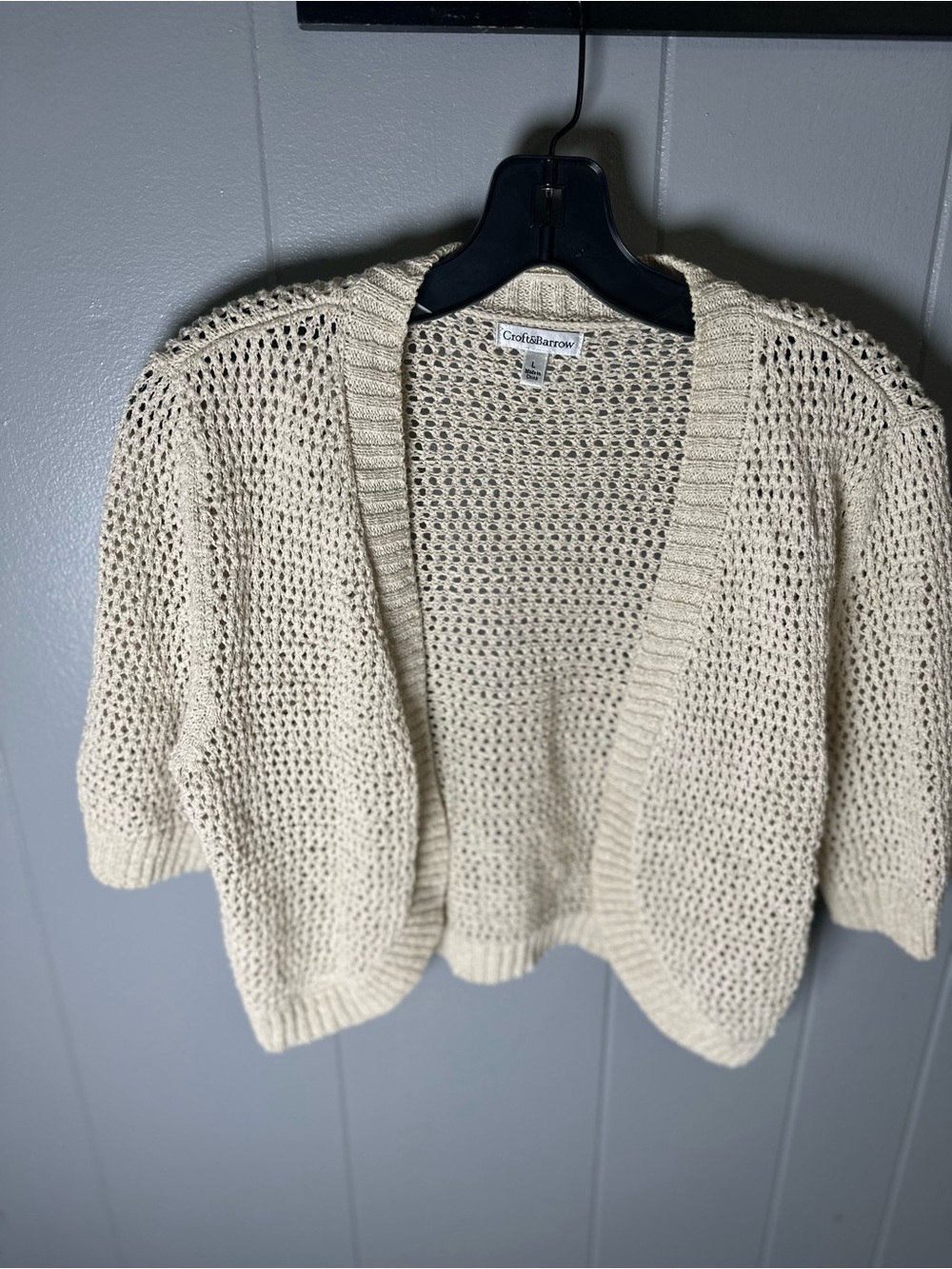 croft & barrow Cream Open-Weave Women's Cardigan
